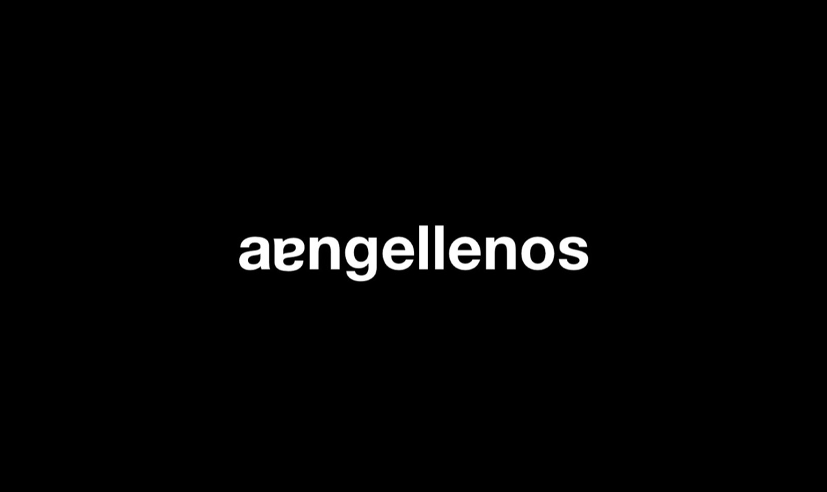 Aangellenos wordmark on black.