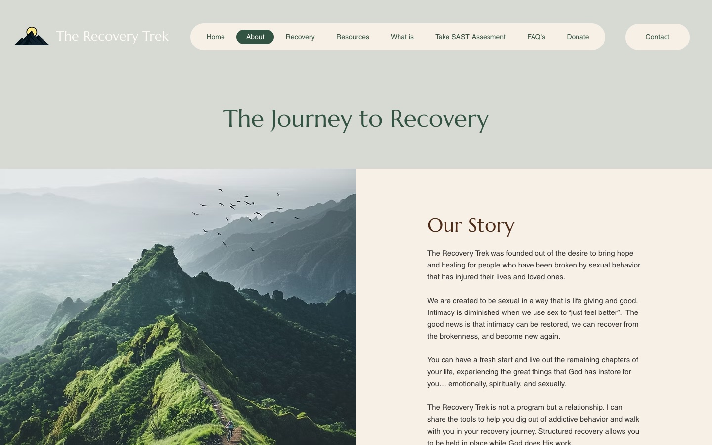 The Recovery Trek About page: The Journey to Recovery, Our Story.
